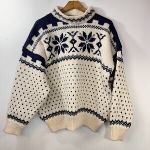 Vtg Wool Birdseye Sweater Men XL Fair Isle Scotland Eastern Mountain Sports